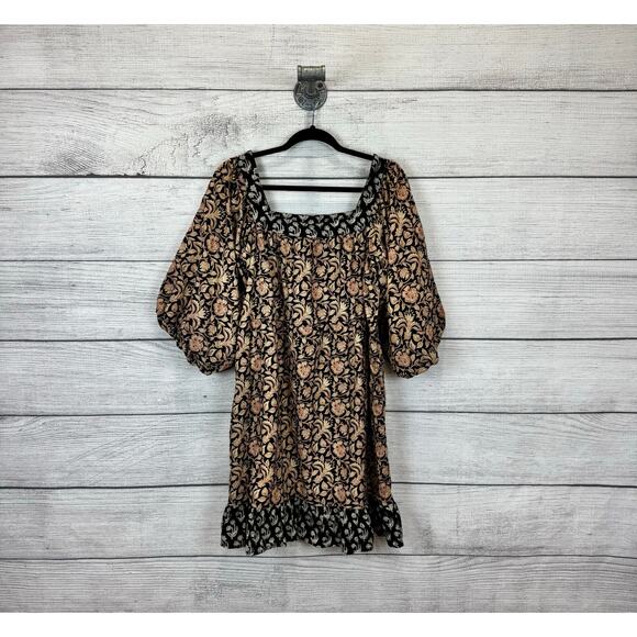 Clara The Label Women's Waverly Boho Floral Puff Sleeve Square Neck Dress Small - Picture 1 of 8